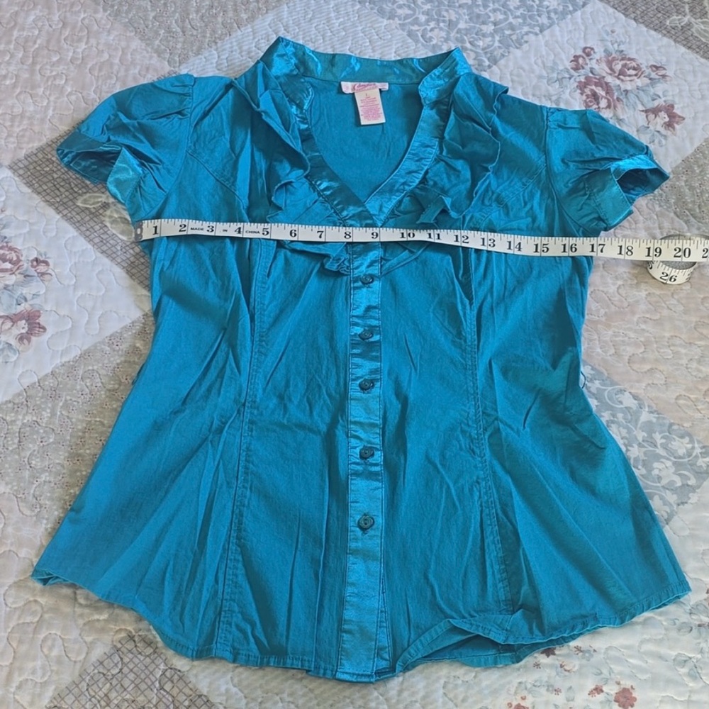 Candie's Button-Down Shirt with Ruffles